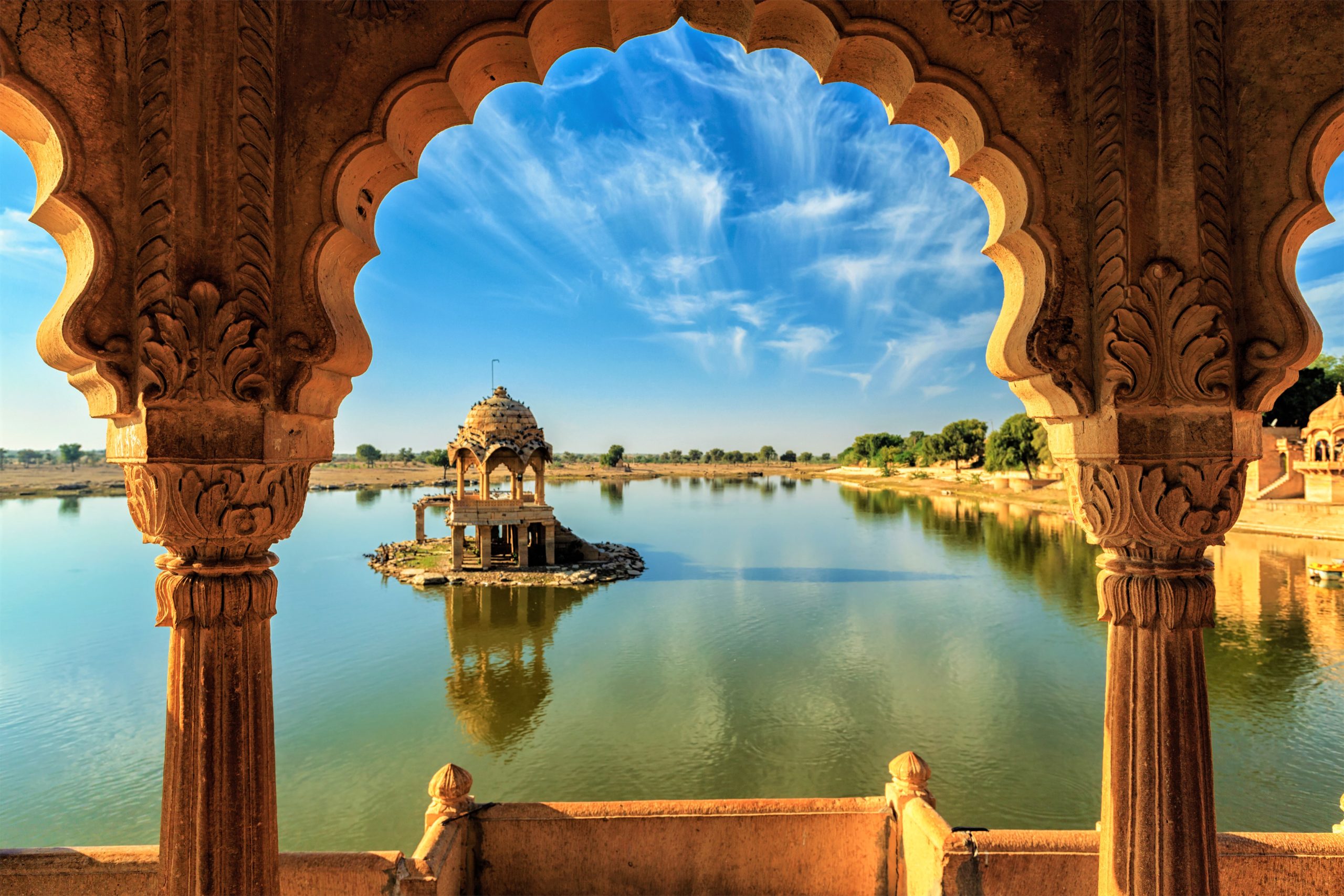 Indian landmark Gadi Sagar in Rajasthan