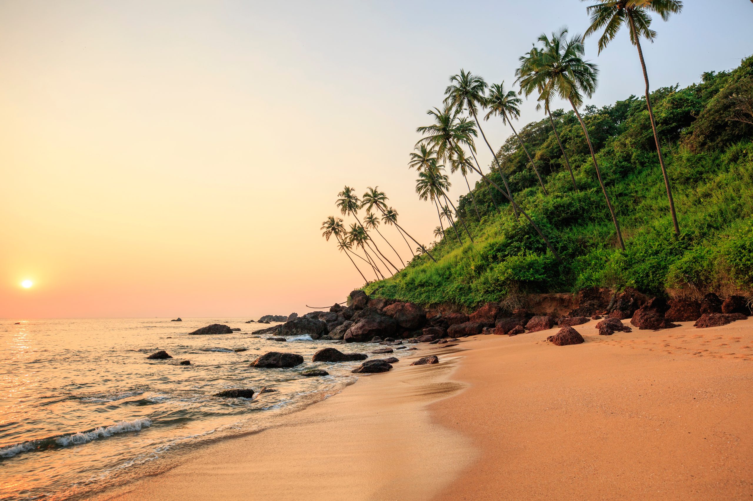 Beautiful sunset at Cola beach, South GOA, India.